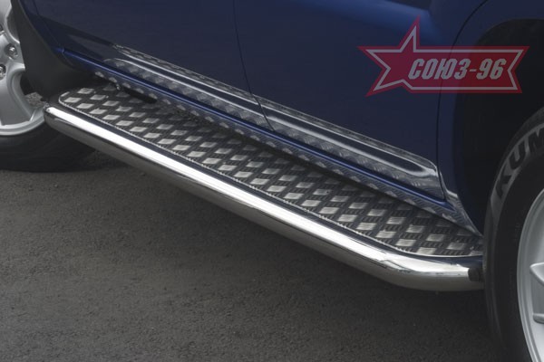 Пороги с листом (d60) для Kia Sportage (2005-2010) № KISP.82.0252