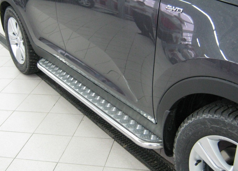 Пороги труба d42 с листом Kia Sportage (2010-2012) № NSPL-000771